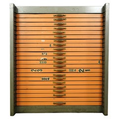 Industrial Steel Orange 22 Drawer Flat File Cabinet