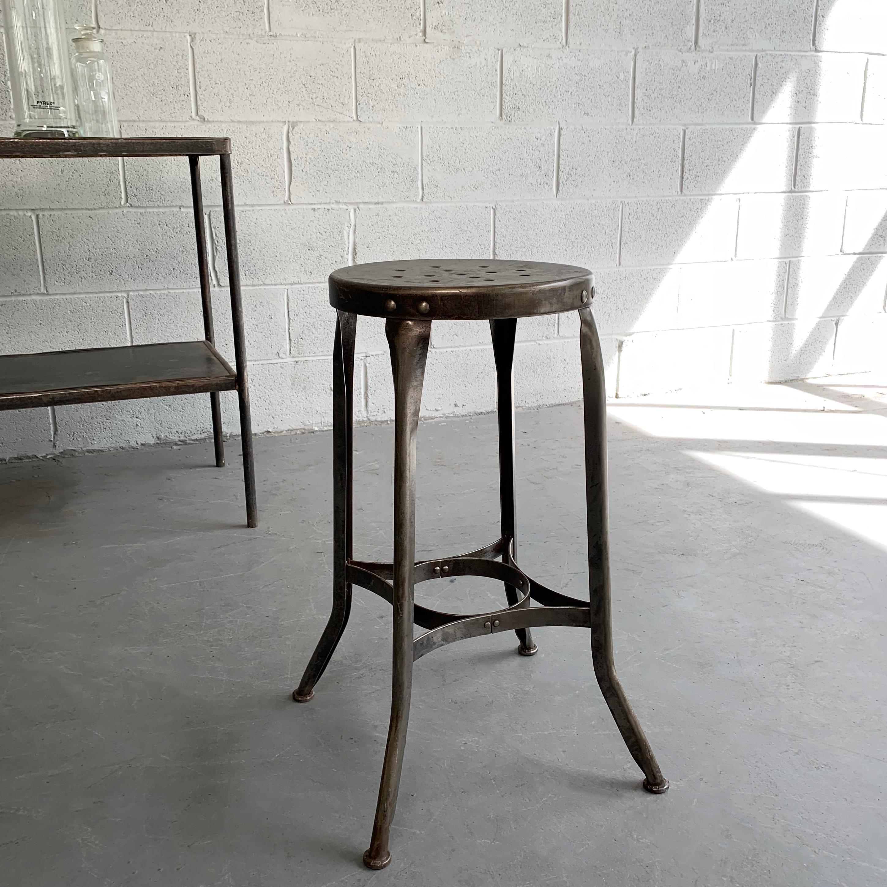 Early 20th century, industrial, brushed steel, shop stool by Toledo Metal Furniture Co.