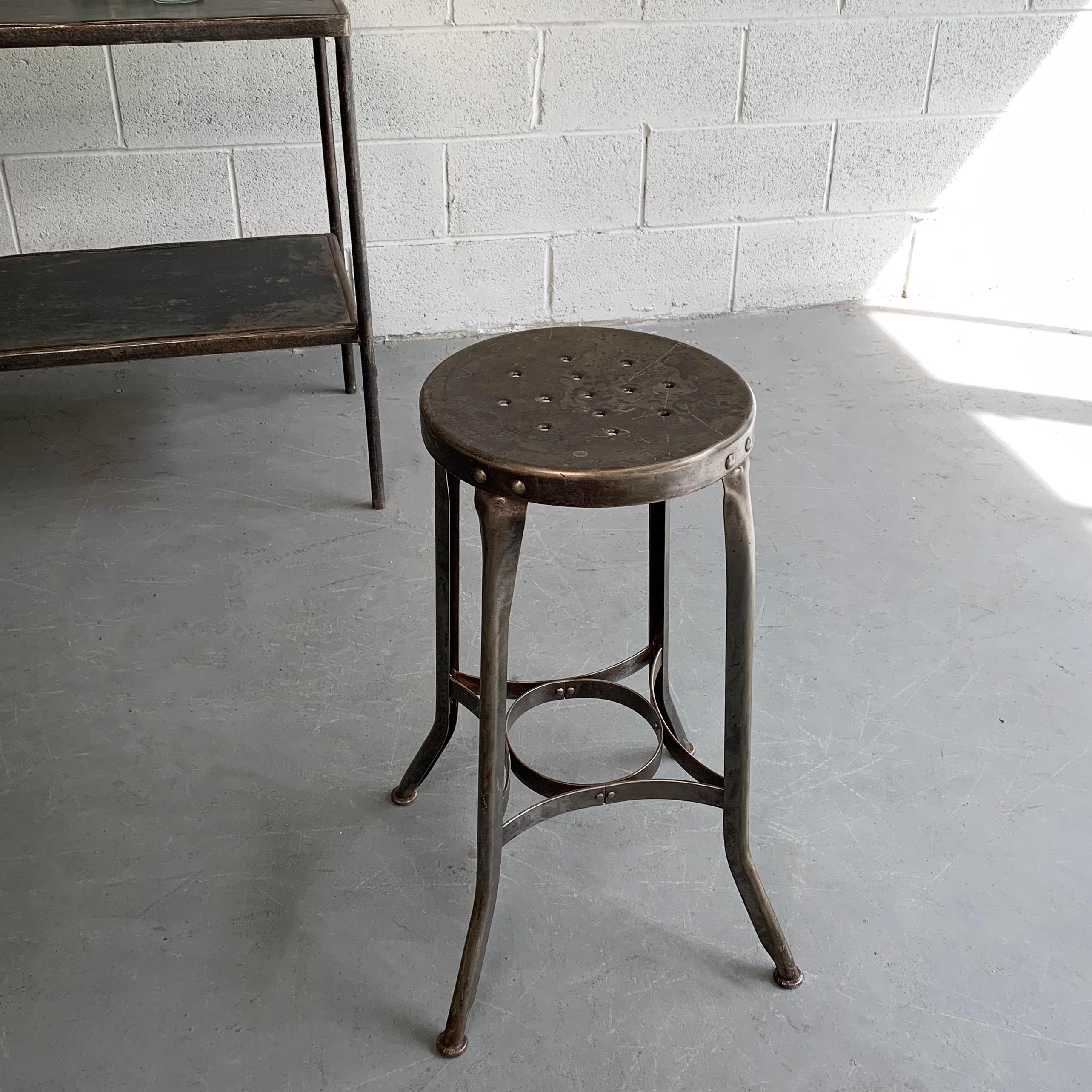 Brushed Industrial Steel Shop Stool by Toledo Metal Furniture Co