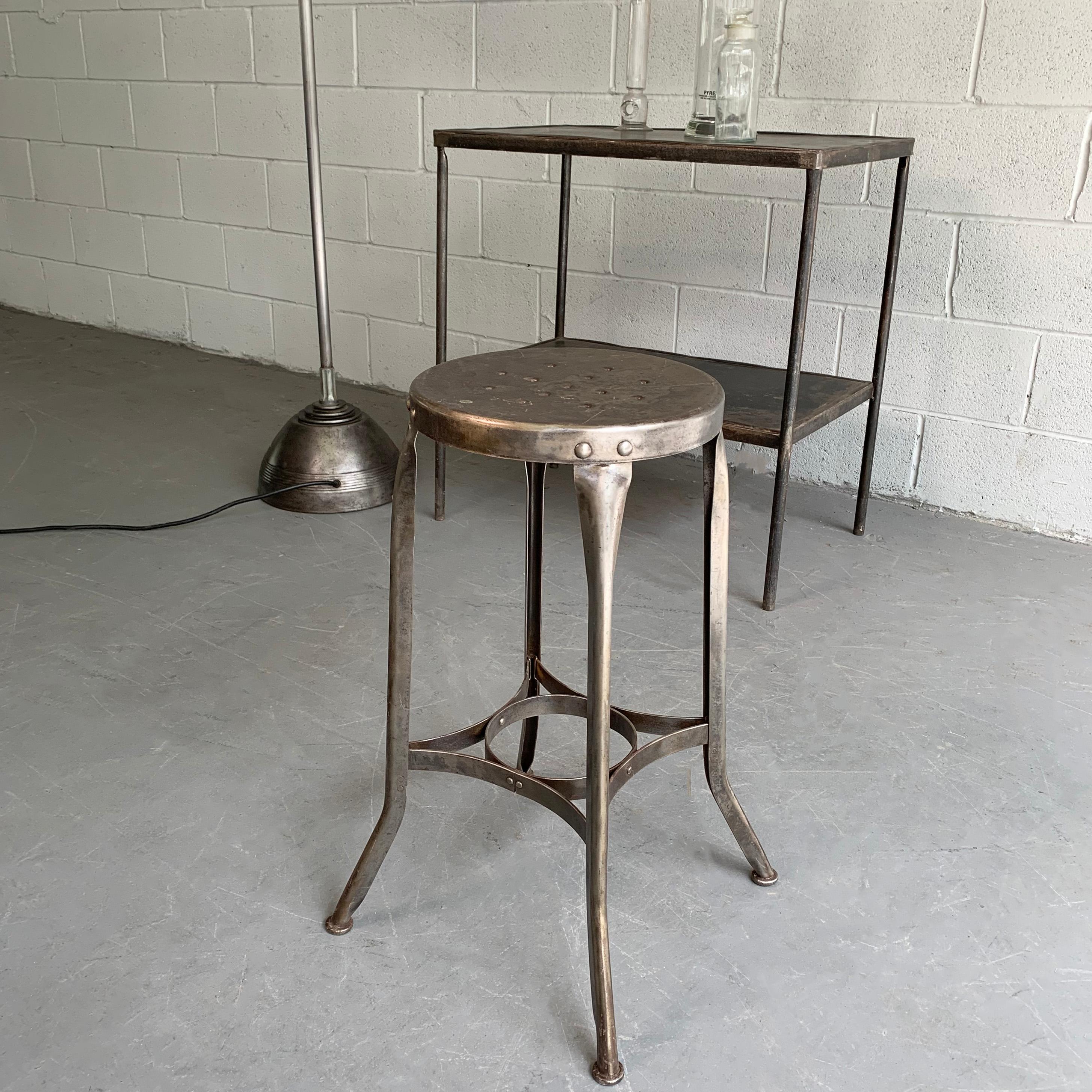 20th Century Industrial Steel Shop Stool by Toledo Metal Furniture Co