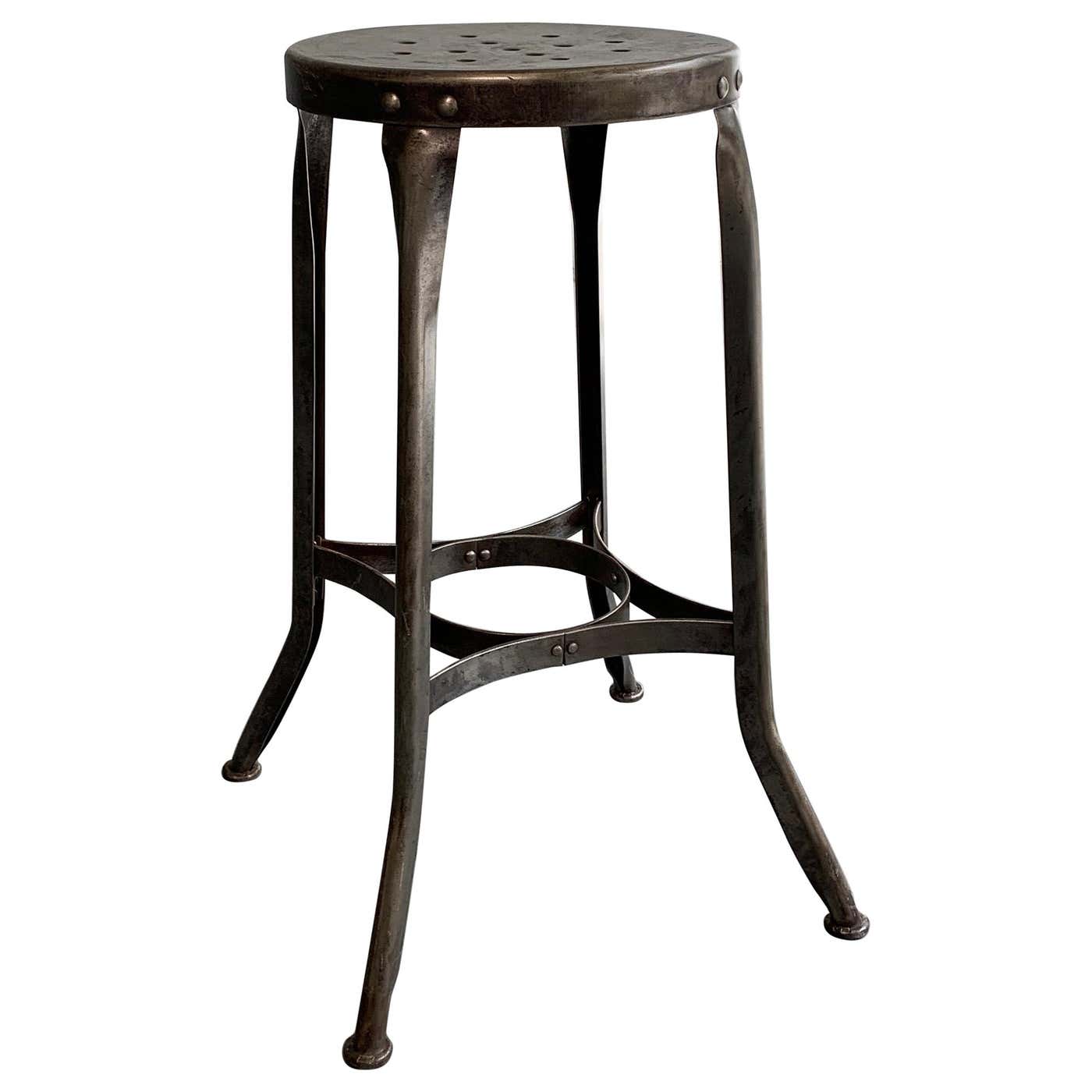 Industrial Steel Shop Stool by Toledo Metal Furniture Co at 1stDibs