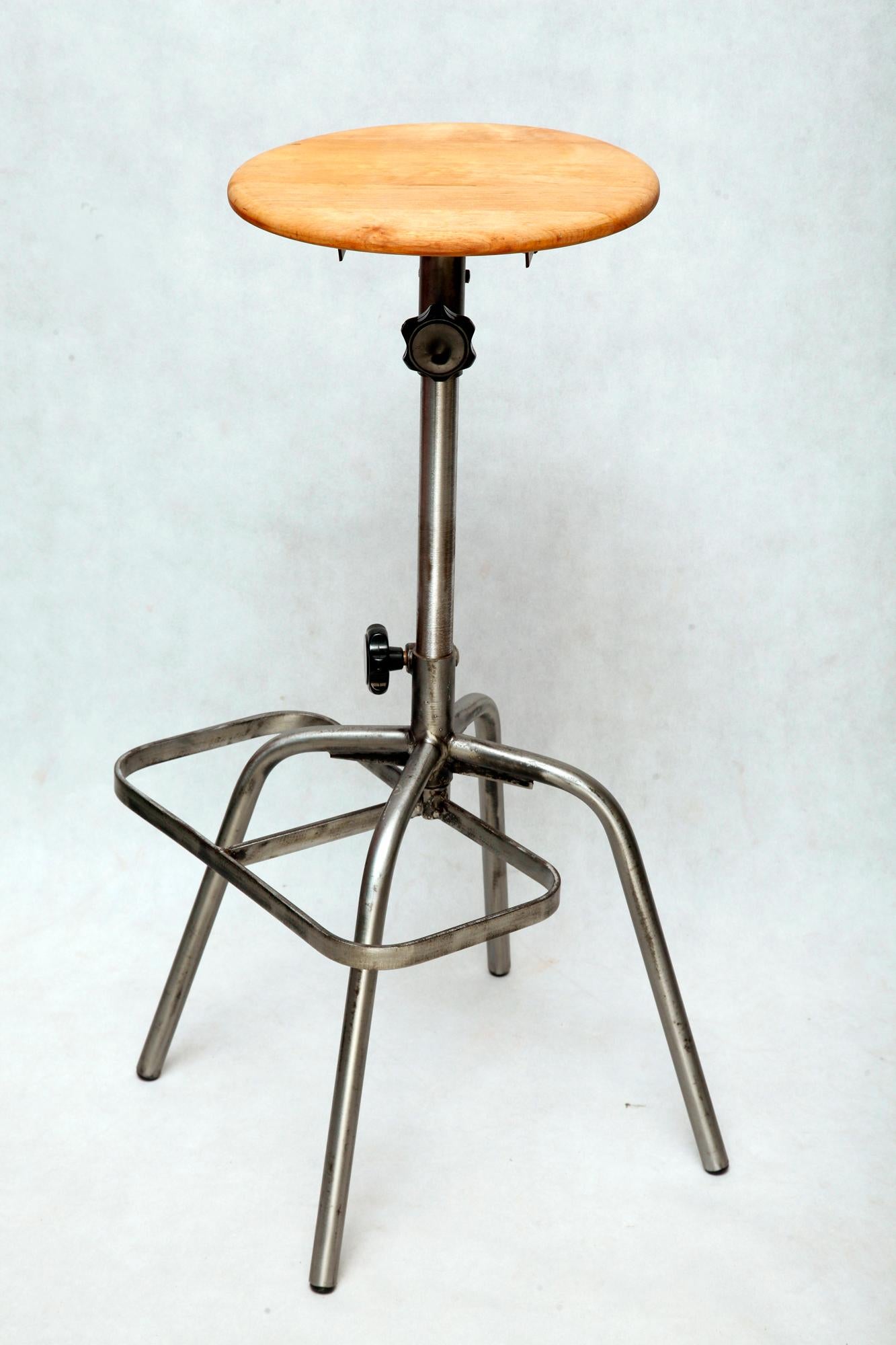 Industrial Steel Work Stool, Poland, 1970s For Sale 5