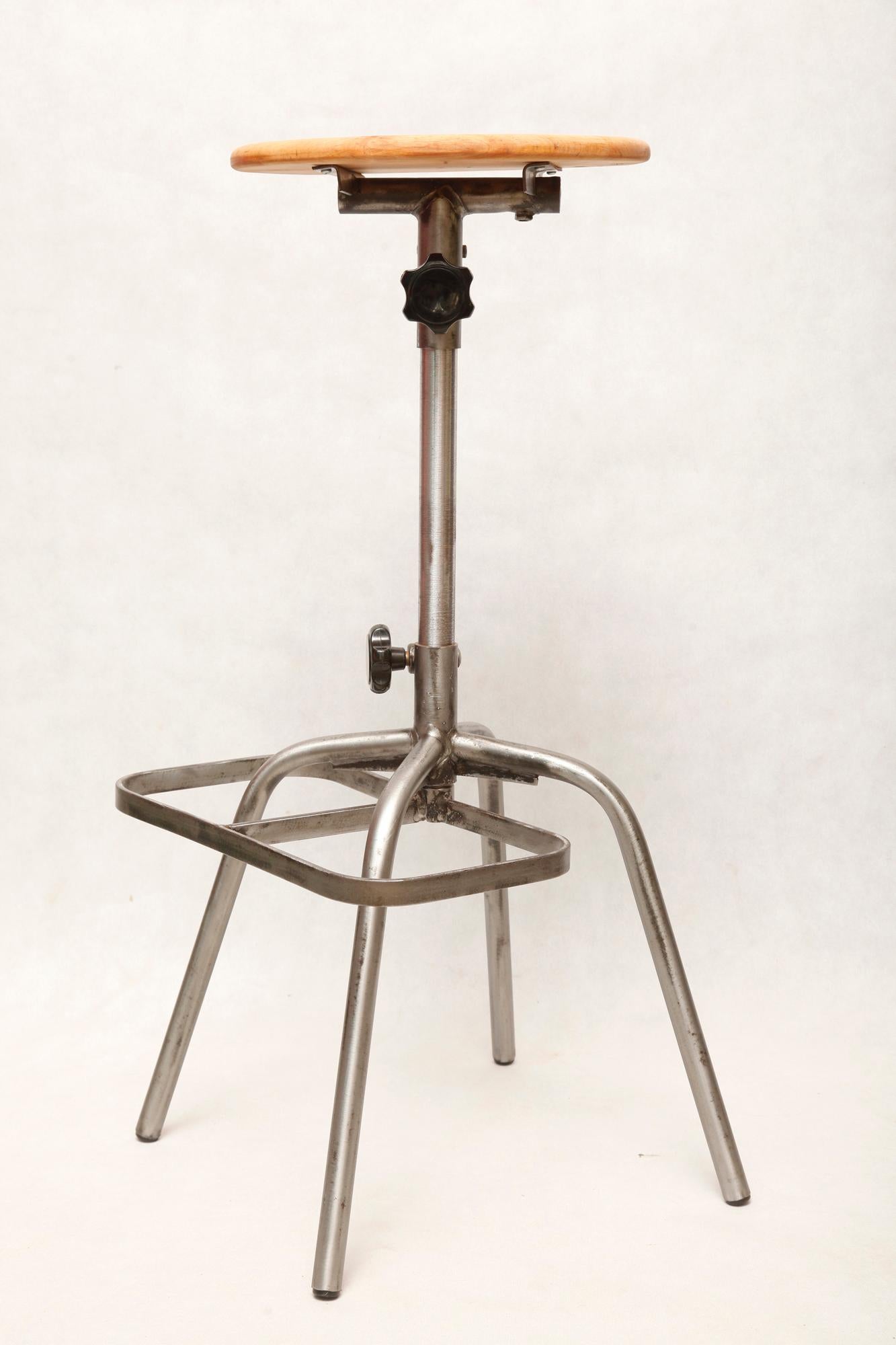 Industrial Steel Work Stool, Poland, 1970s For Sale 7