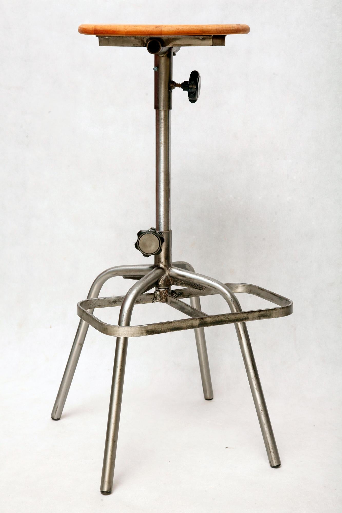 Industrial Steel Work Stool, Poland, 1970s For Sale 3
