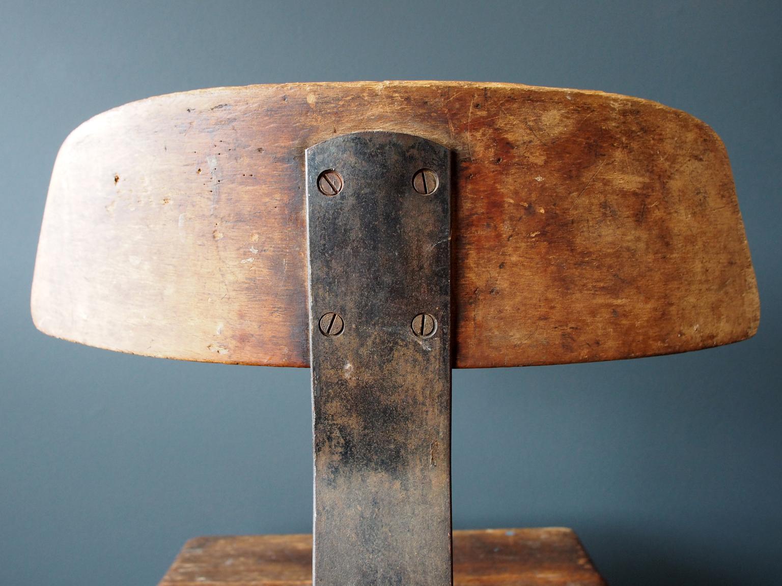Industrial Stool or Chair by Rowac with Backrest, circa 1930 7