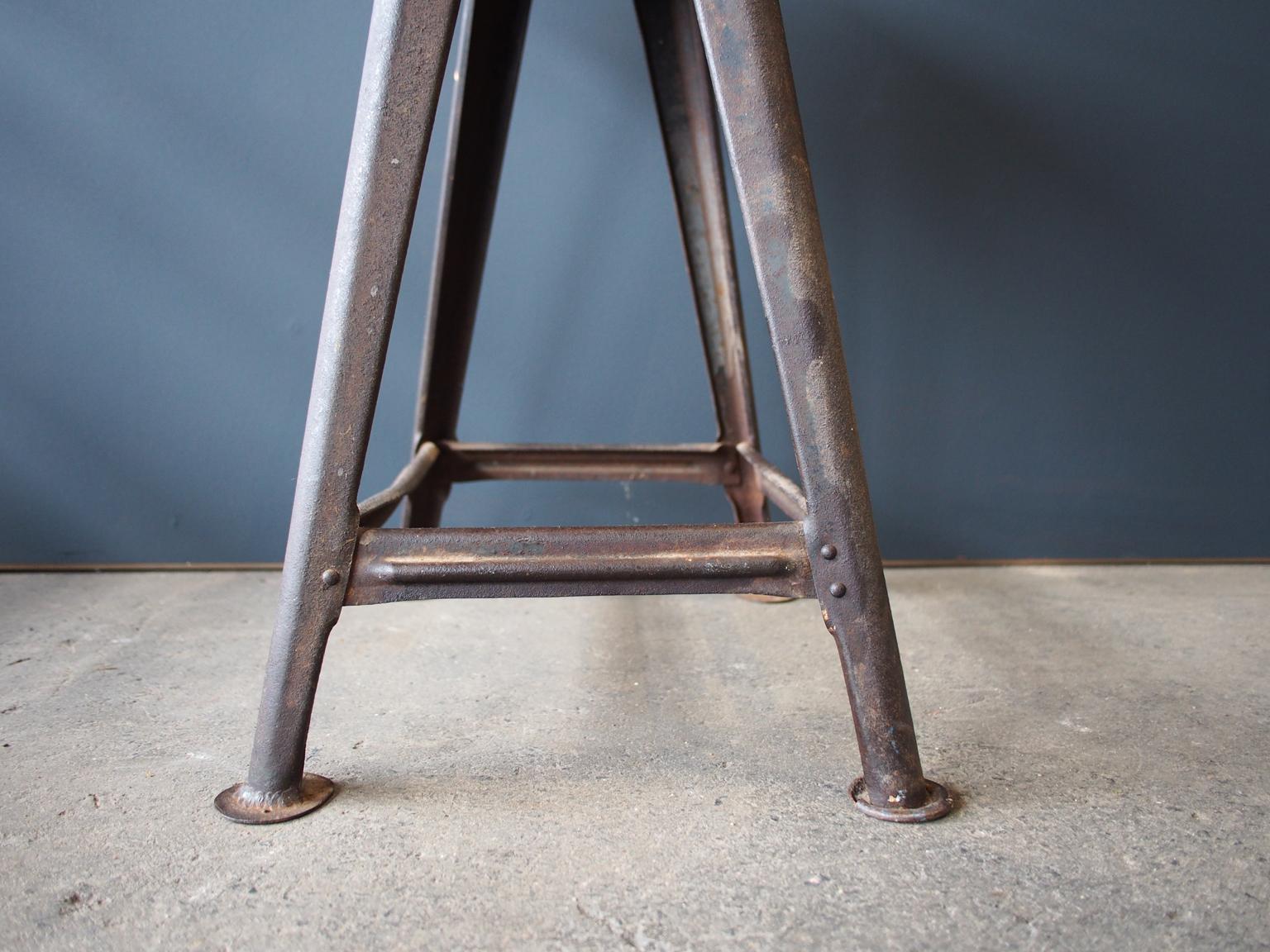 Industrial Stool or Chair by Rowac with Backrest, circa 1930 12