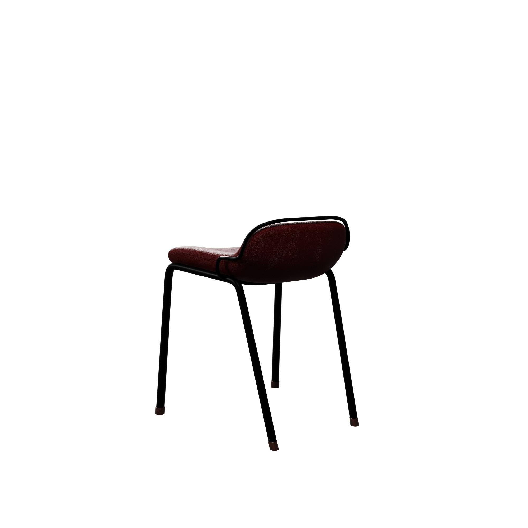 Taburete industrial DUV con piel de cerezo hecho a mano por Murmurio Industrial en venta