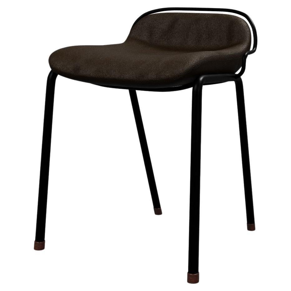 Industrial Stool DUV with Cocoa leather handcrafted by Murmurio