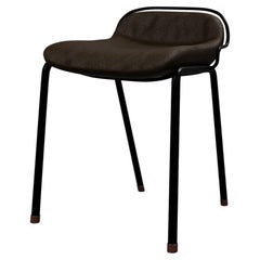 Industrial Stool DUV with Cocoa leather handcrafted by Murmurio