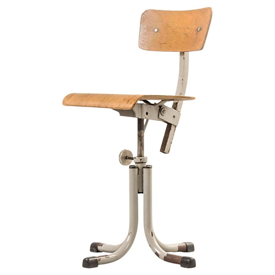Industrial Stool Made of Bentwood and Metal, France, circa 1950 For Sale