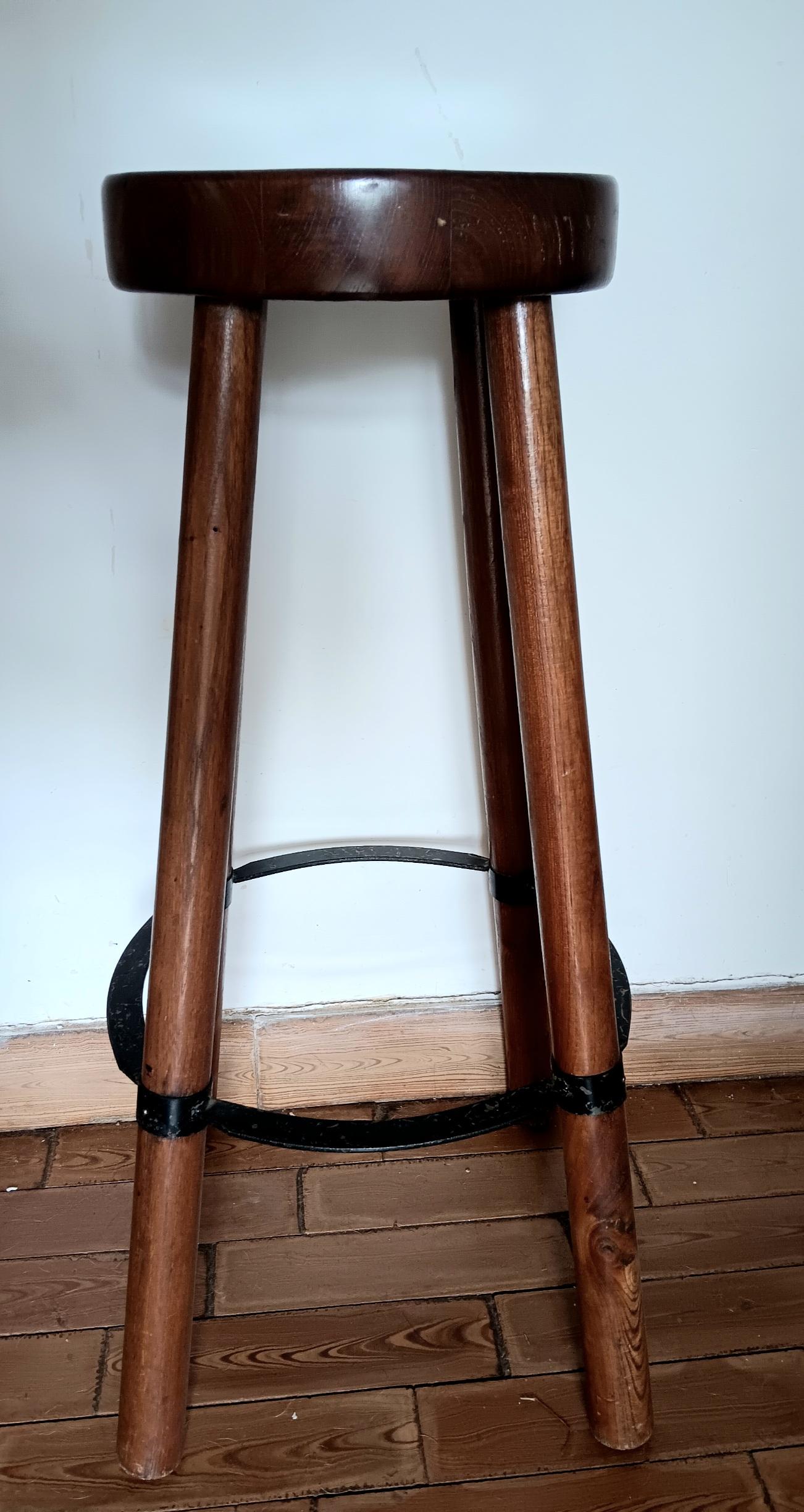 Bar Stools Industrial Style  Wood and Iron  Mid-Century Spain For Sale 1