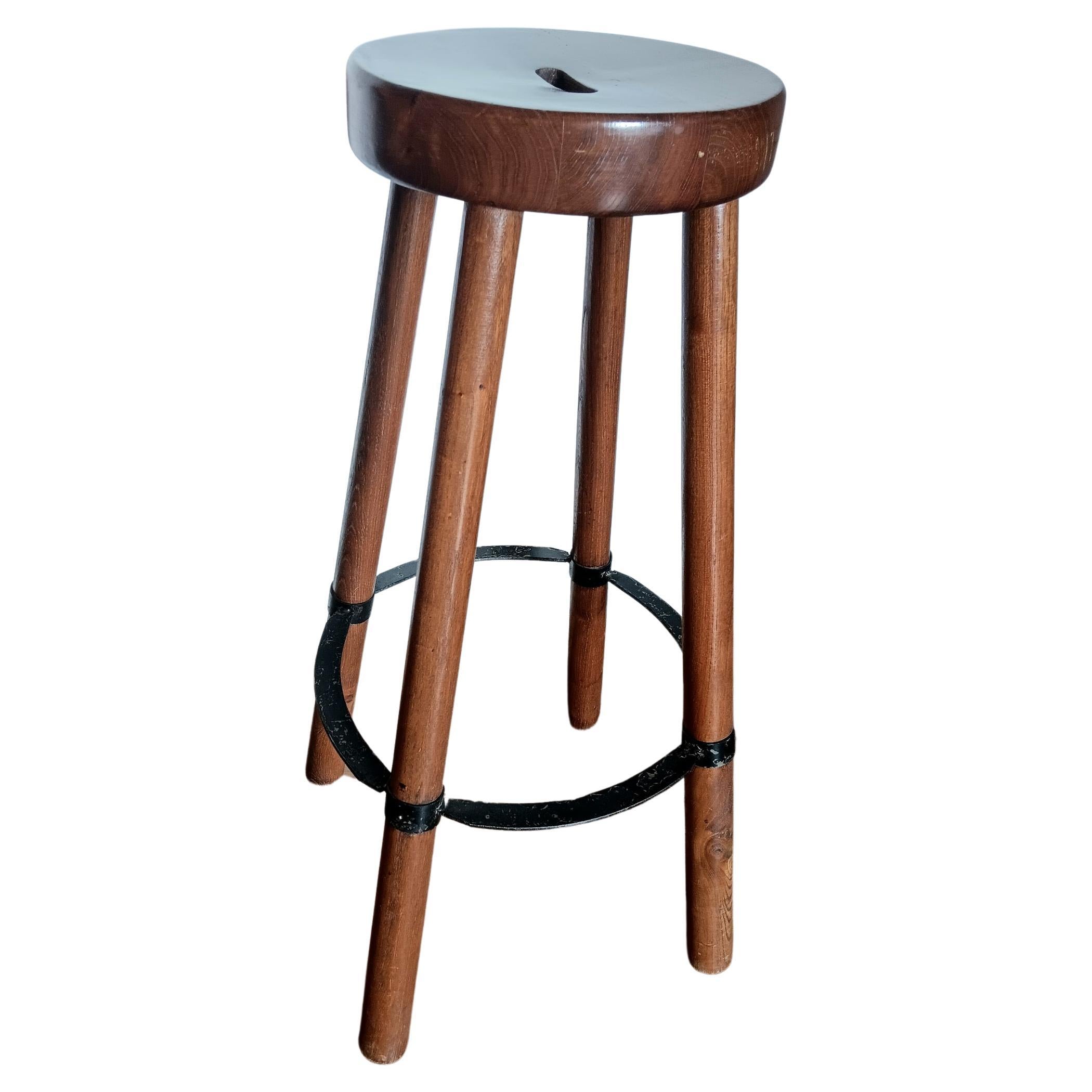 Bar Stools Industrial Style  Wood and Iron  Mid-Century Spain
