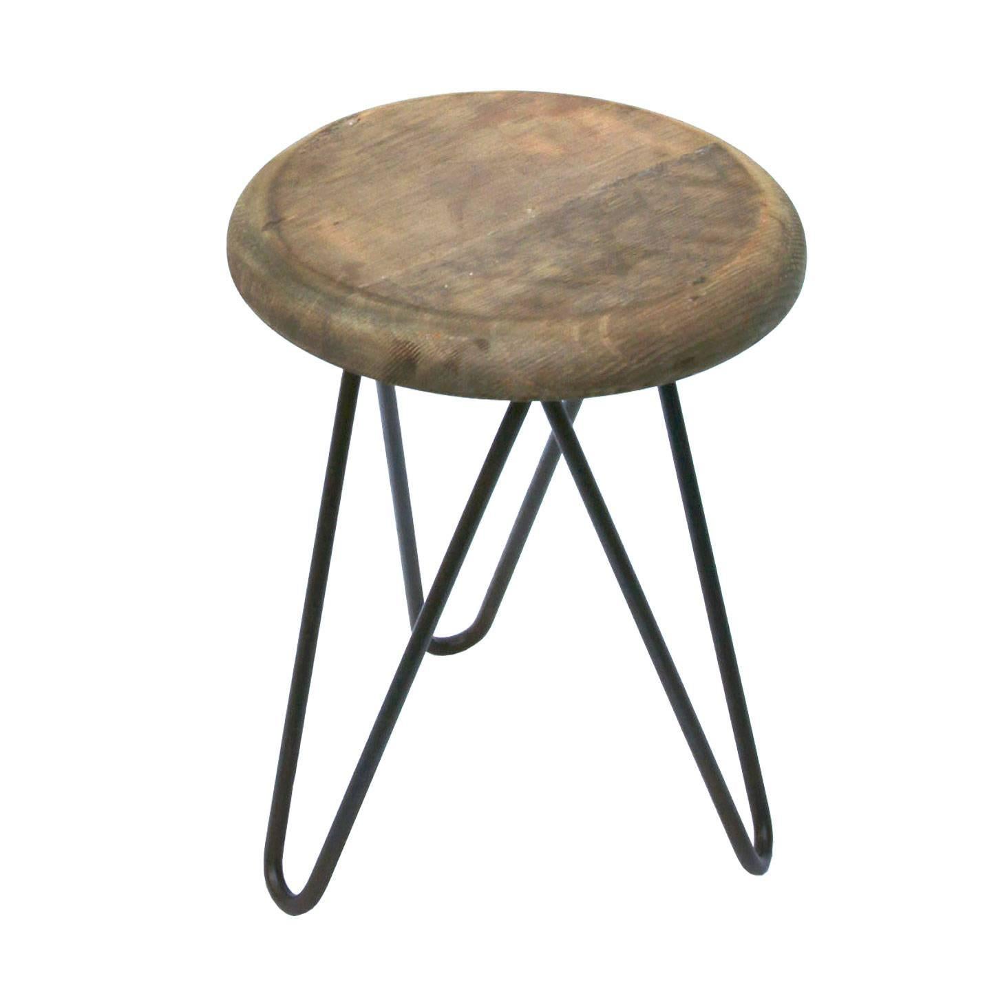 Czech Industrial stools Vintage European Wood Steel Stools