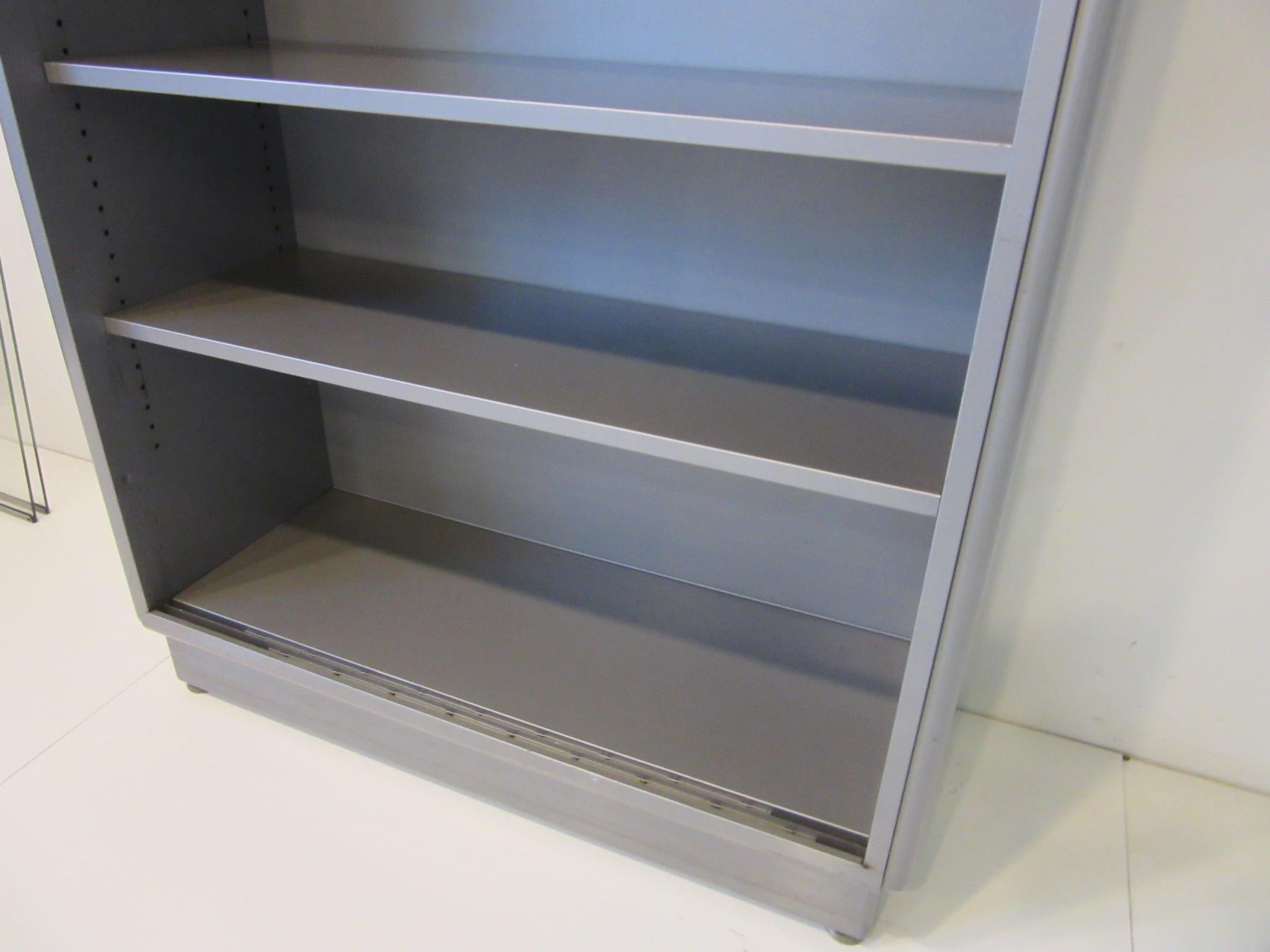 American Industrial Streamline Metal / Glass Bookcase by ASE Equipment