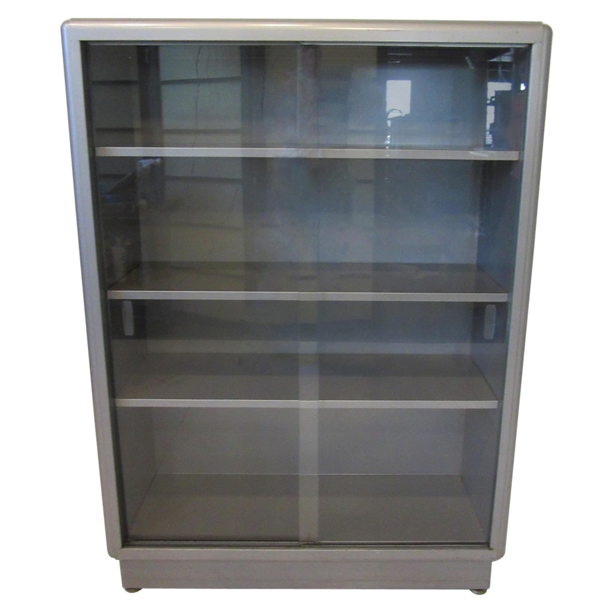 Industrial Streamline Metal / Glass Bookcase by ASE Equipment