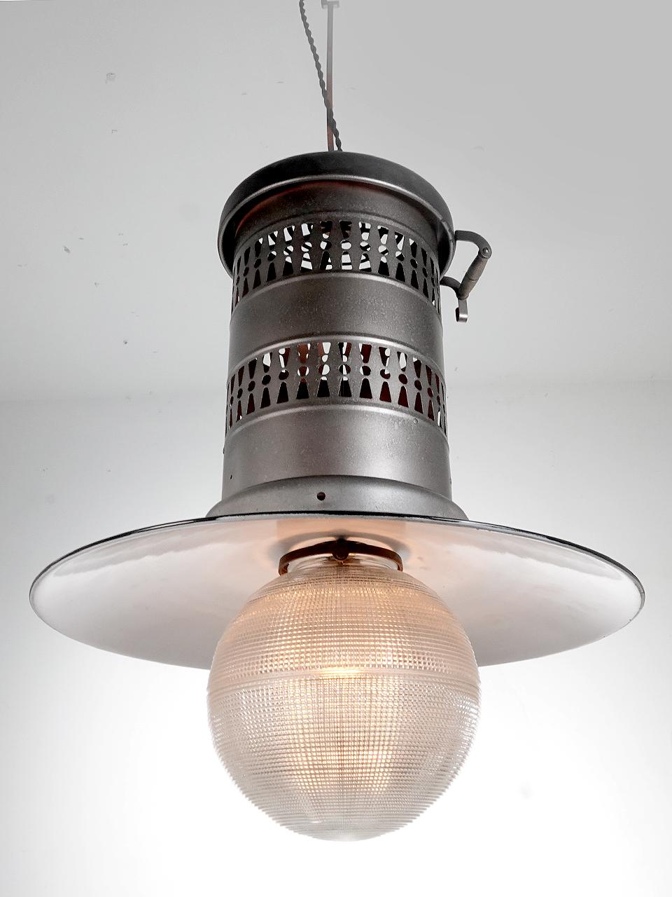 Industrial Street Light Style Lantern In Good Condition For Sale In Peekskill, NY