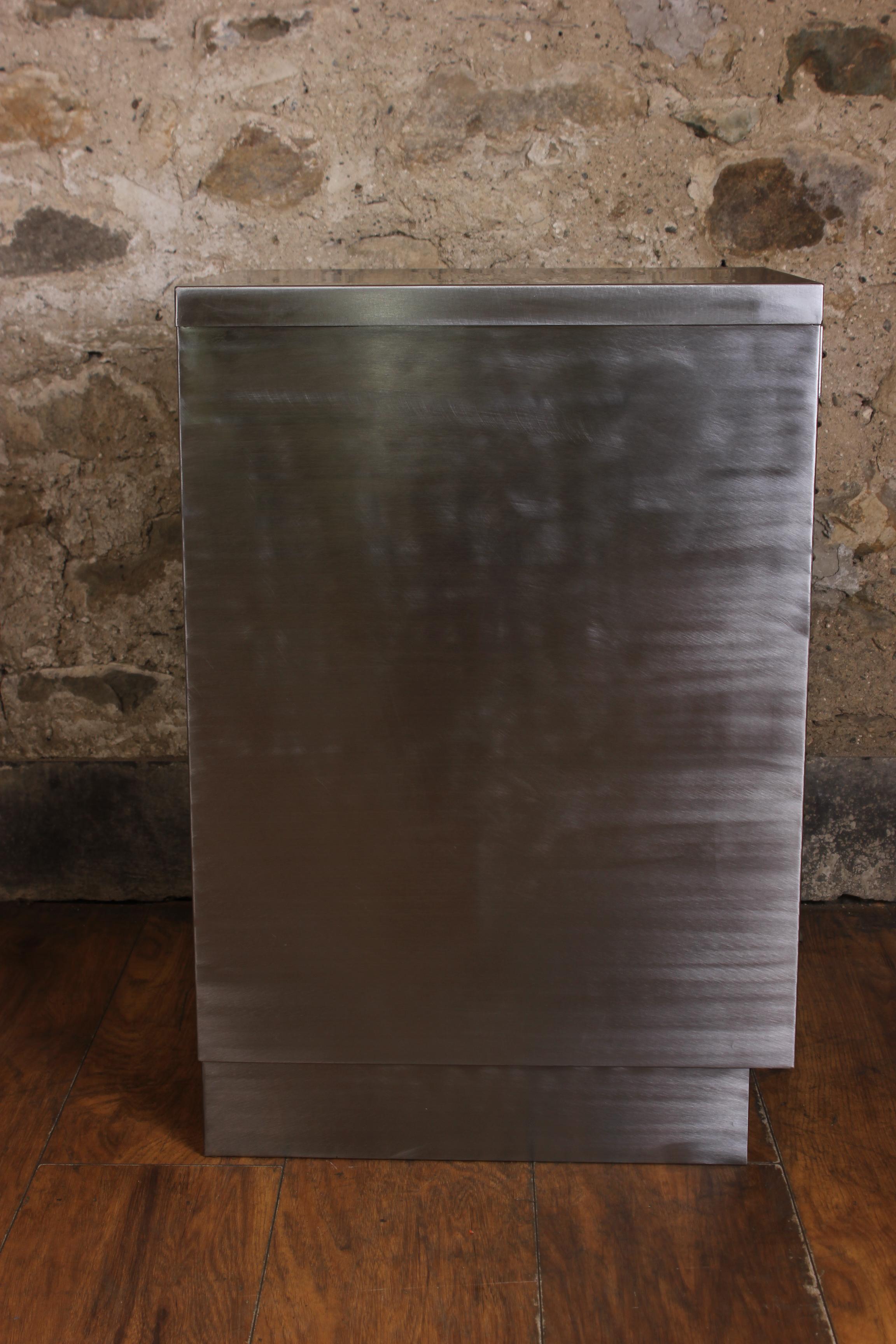 Late 20th Century Industrial Stripped Metal 10-Drawer Filing Cabinet