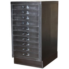 Industrial Stripped Metal 10-Drawer Filing Cabinet