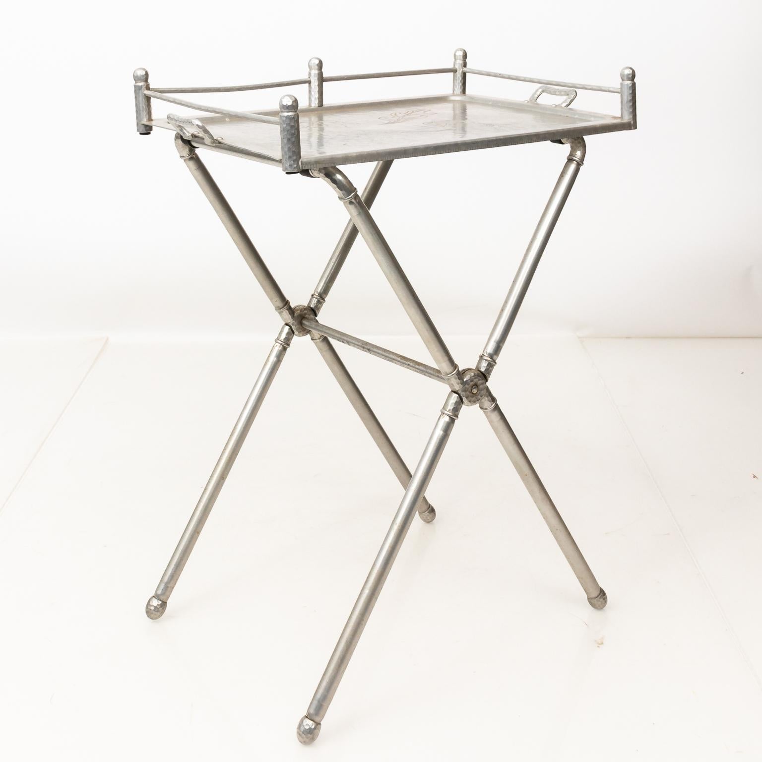 20th Century Industrial Style Aluminum Tray on Stand