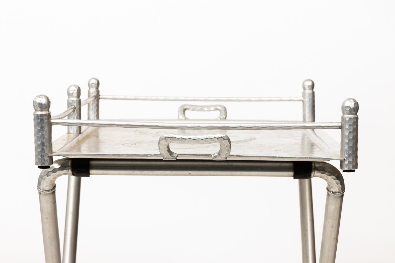 Industrial Style Aluminum Tray on Stand 2