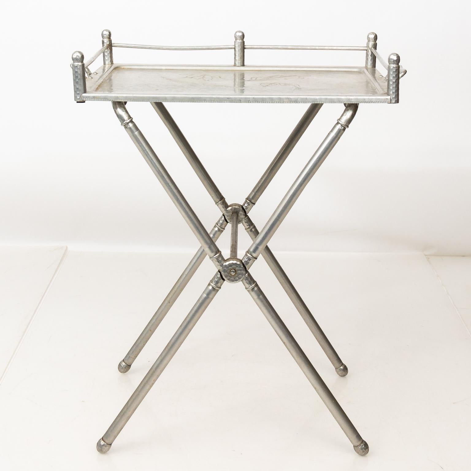 Industrial Style Aluminum Tray on Stand 4