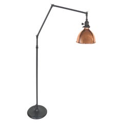 Industrial Style Bronze Adjustable Floor Lamp with Copper Shade
