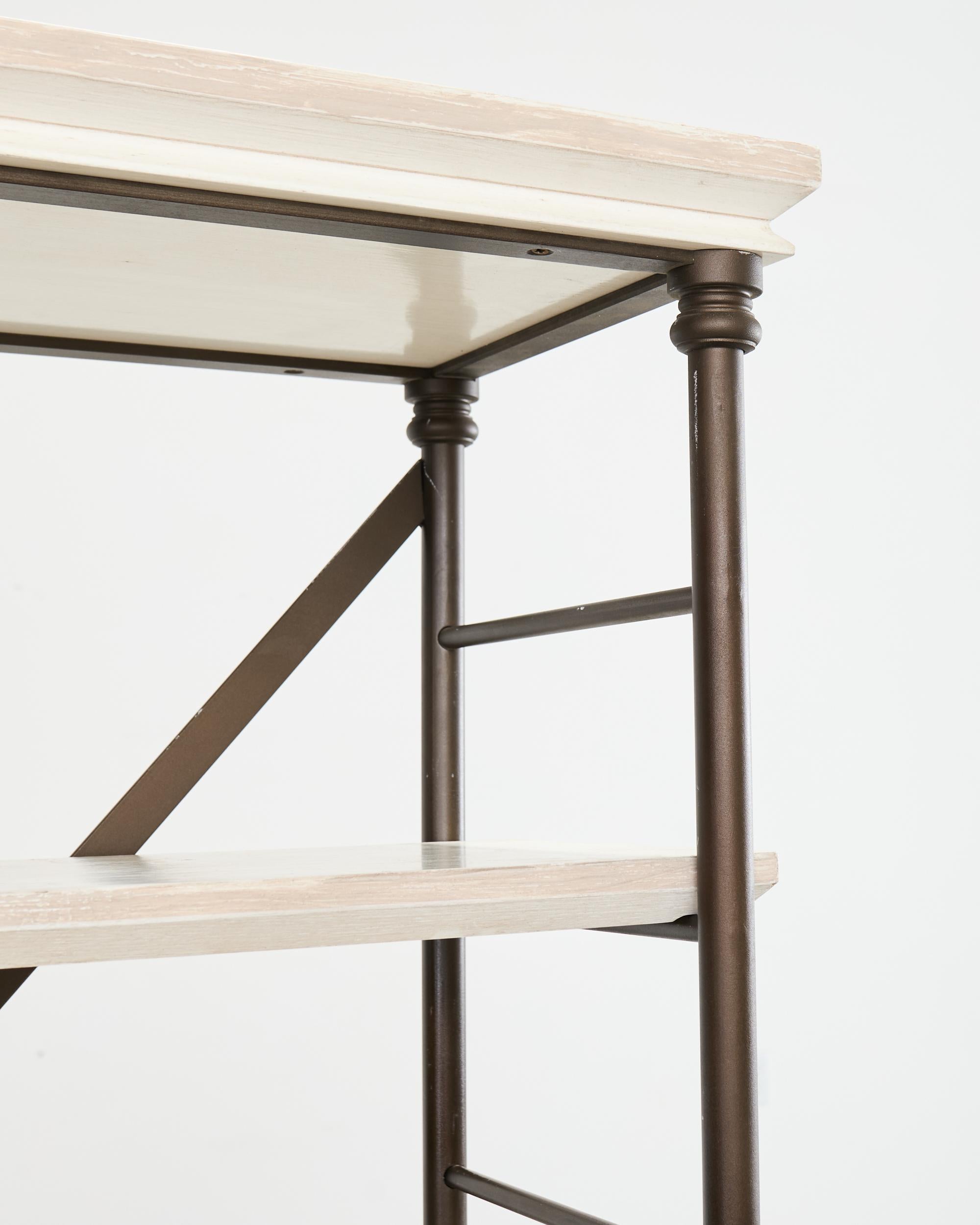 Industrial Style Bronzed Iron Rolling Bookcase Etagere by Suzanne Kasler For Sale 4