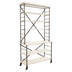 Industrial Style Bronzed Iron Rolling Bookcase Etagere by Suzanne Kasler