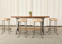 Industrial Style Cast Iron Leg Trestle Console Table