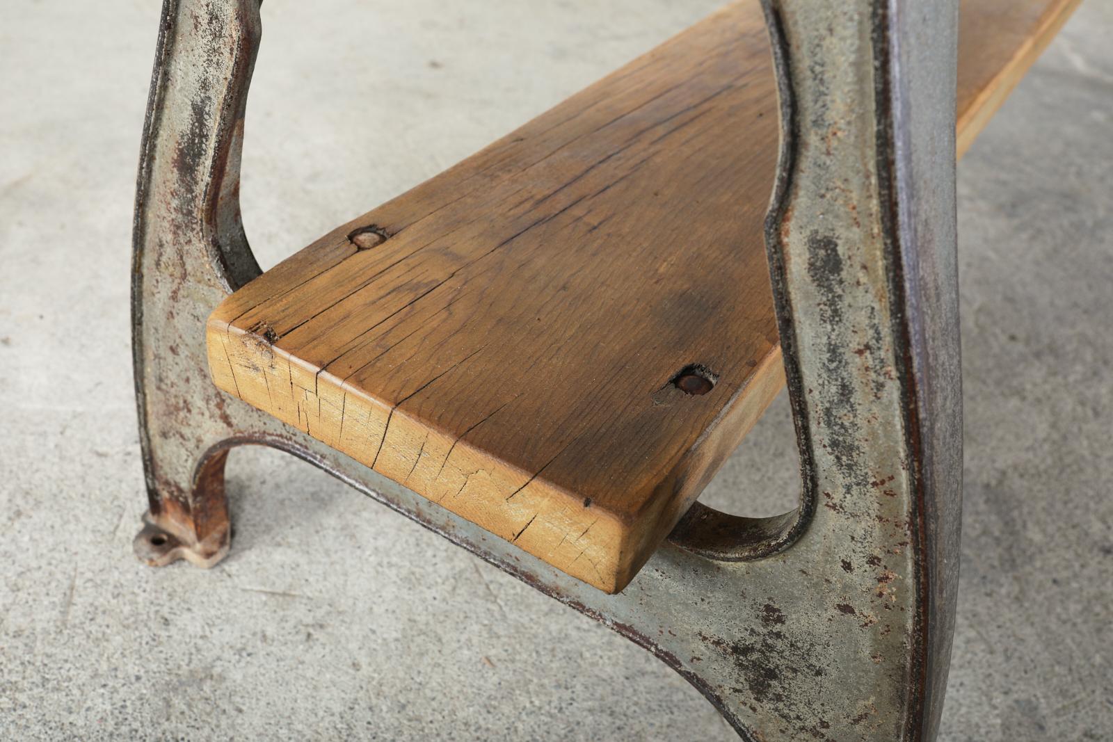 Industrial Style Cast Iron Leg Trestle Console Table In Good Condition In Rio Vista, CA