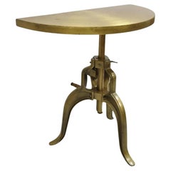 Table console demi-lune de style industriel en fonte avec réglage de la hauteur de la manivelle