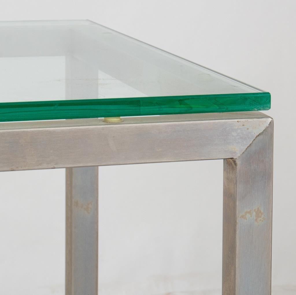 Industrial Style Chrome And Glass Side Table In Good Condition For Sale In New York, NY