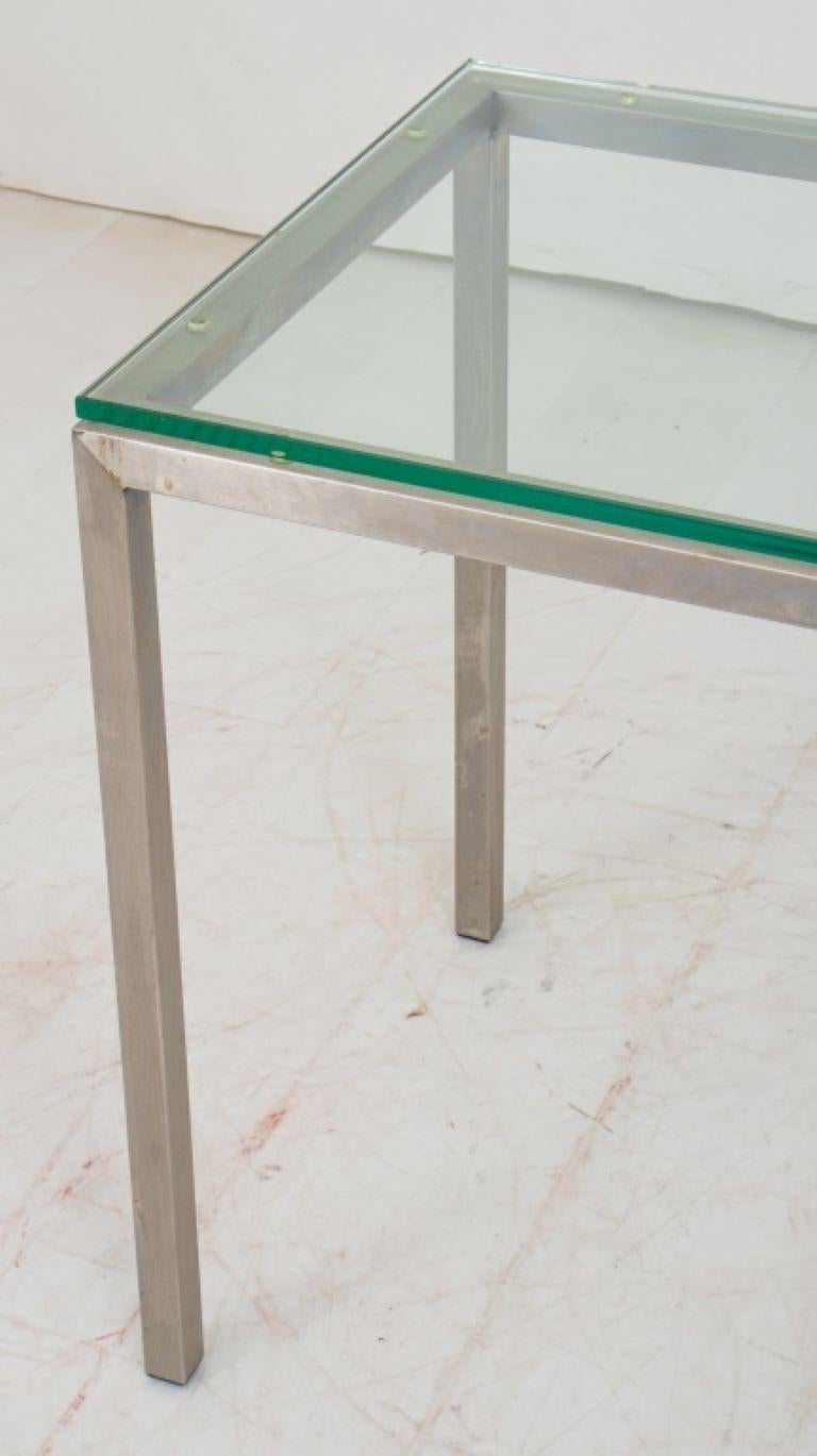 20th Century Industrial Style Chrome And Glass Side Table For Sale