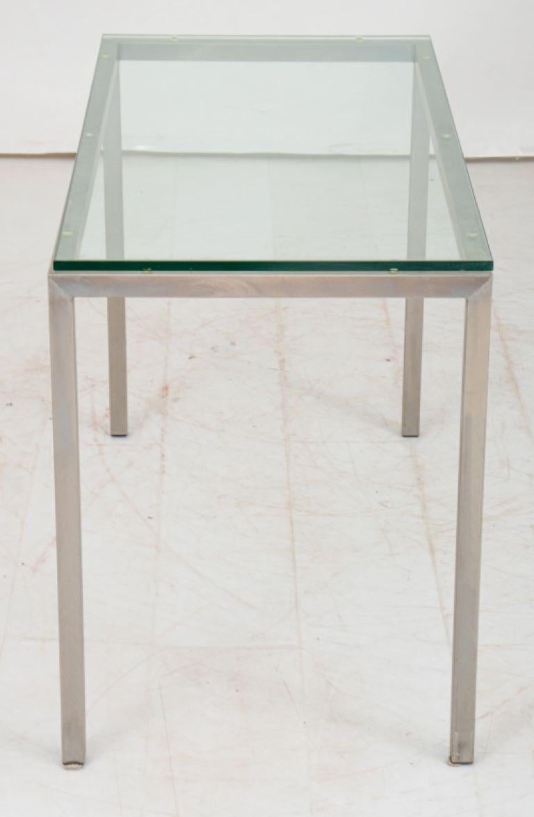 Industrial Style Chrome And Glass Side Table For Sale 2