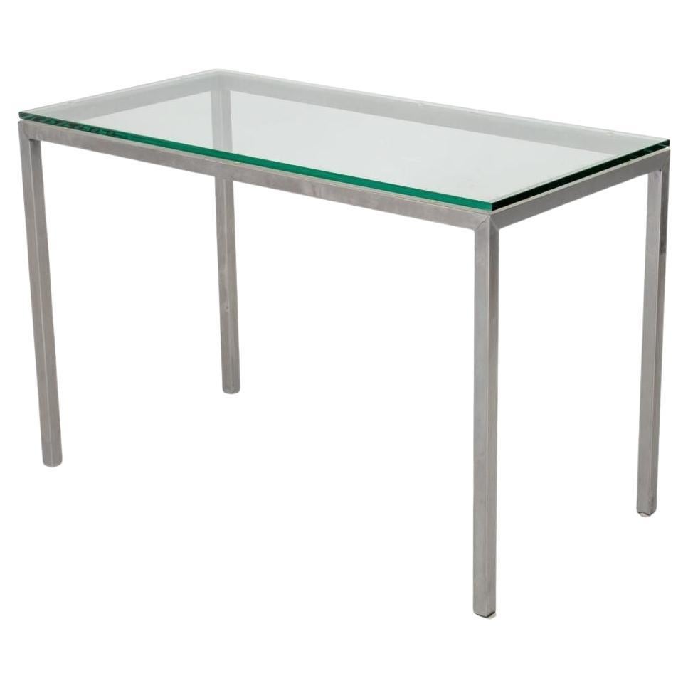 Industrial Style Chrome And Glass Side Table For Sale