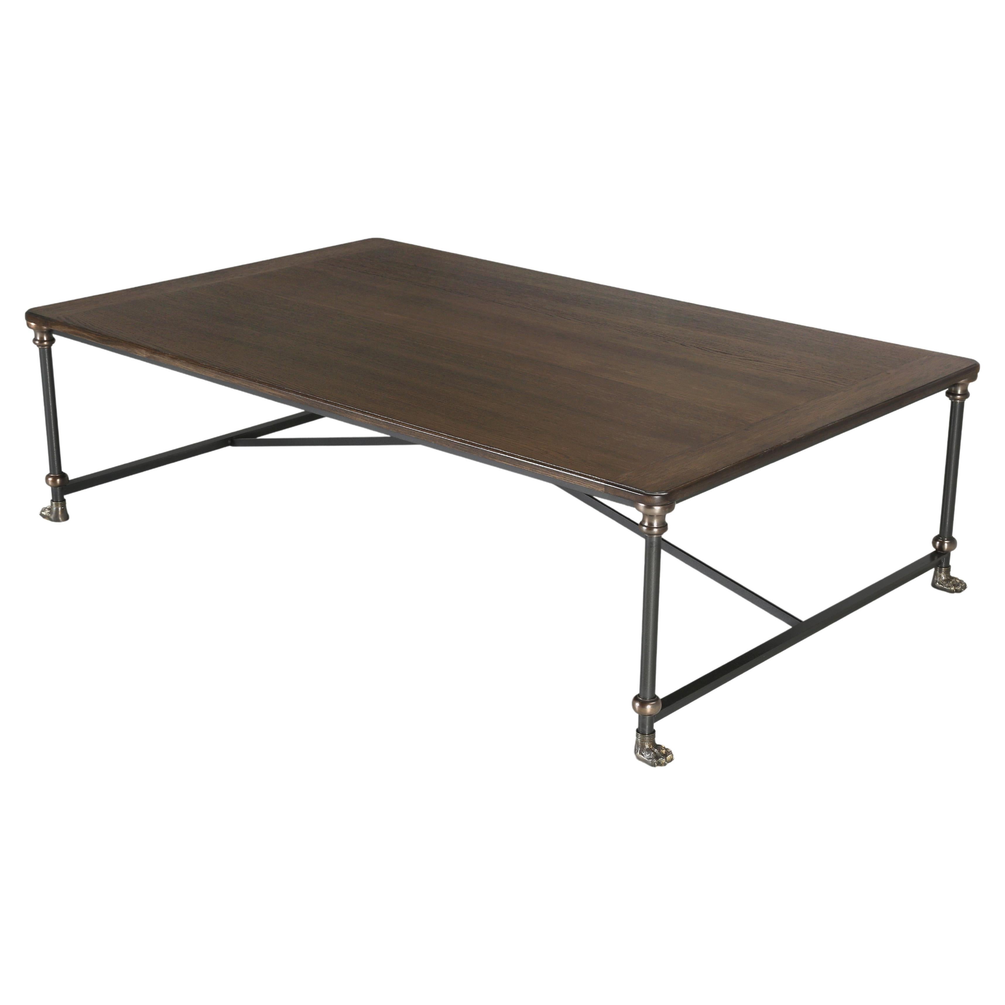 Industrial Style Coffee Table Custom Made to Order Oak, Bronze, Brass and Steel