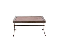 Industrial Style Coffee Table in Silver and Leather, 1970s