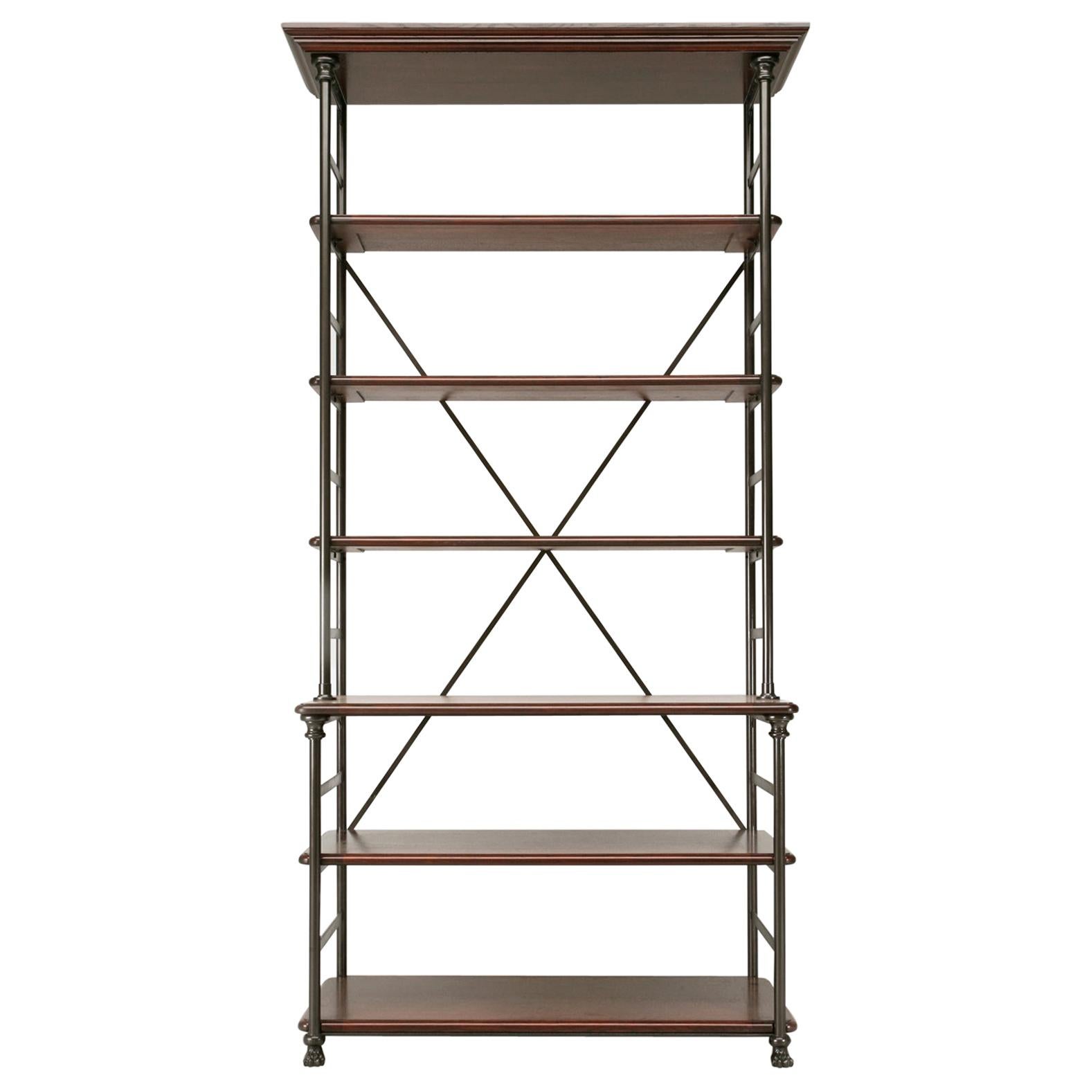 Industrial Style Étagère in Steel and Bronze with Oak Shelves in Any Dimension