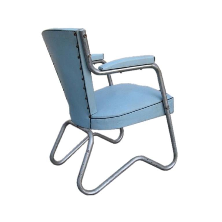 Powder Blue French Art Deco Bauhaus Office Chair For Sale at 1stdibs