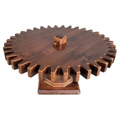 Tavolino da caffè con ingranaggi o ruote dentate in stile industriale di Ethan Allen del 1970
