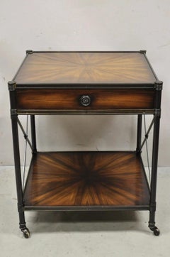 Industrial Style Iron and Wood X-Frame One Drawer Square Modern Side End Table