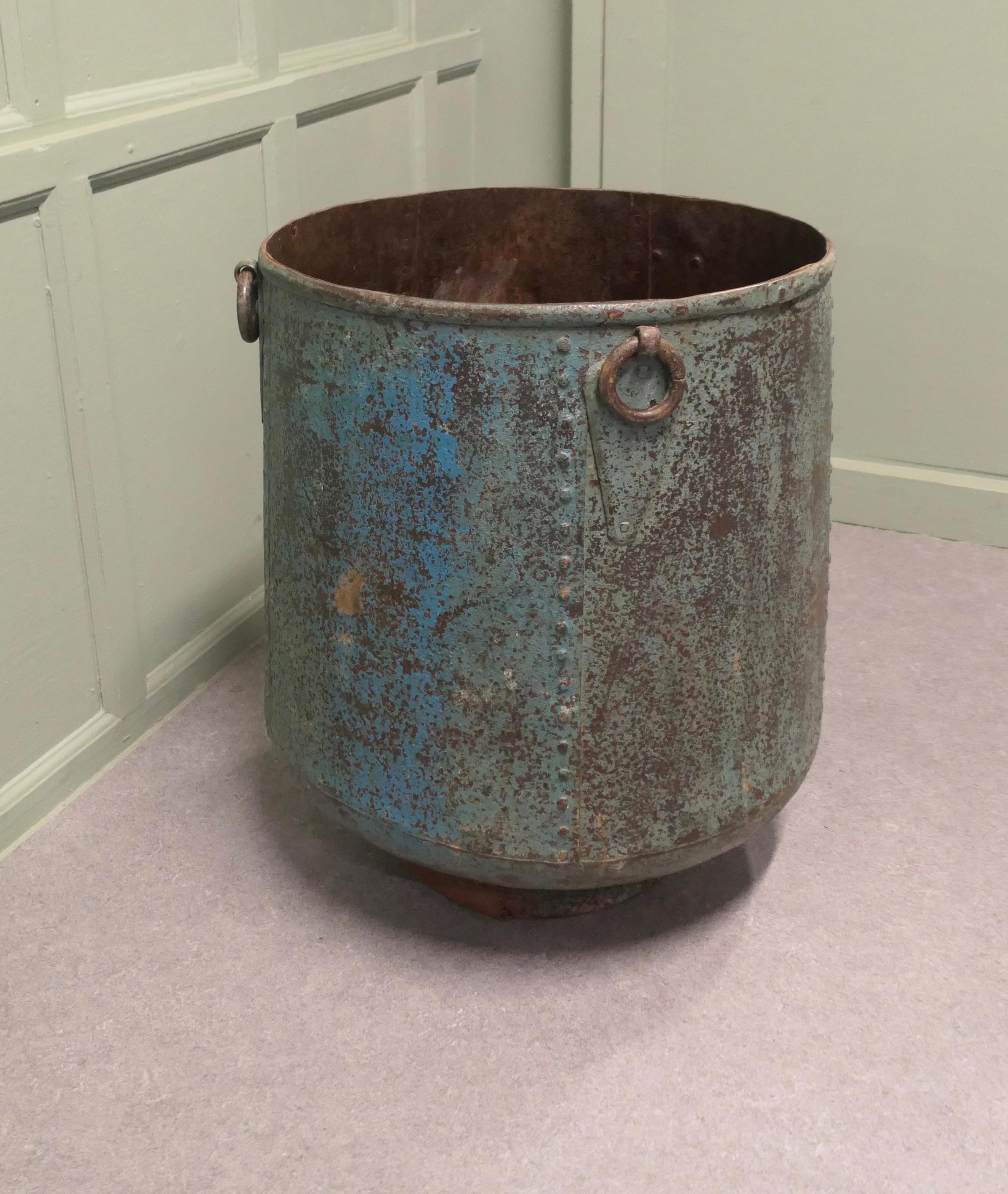 19th Century Industrial Style Iron Log Bin, or Large Planter This is a spectacular piece For Sale
