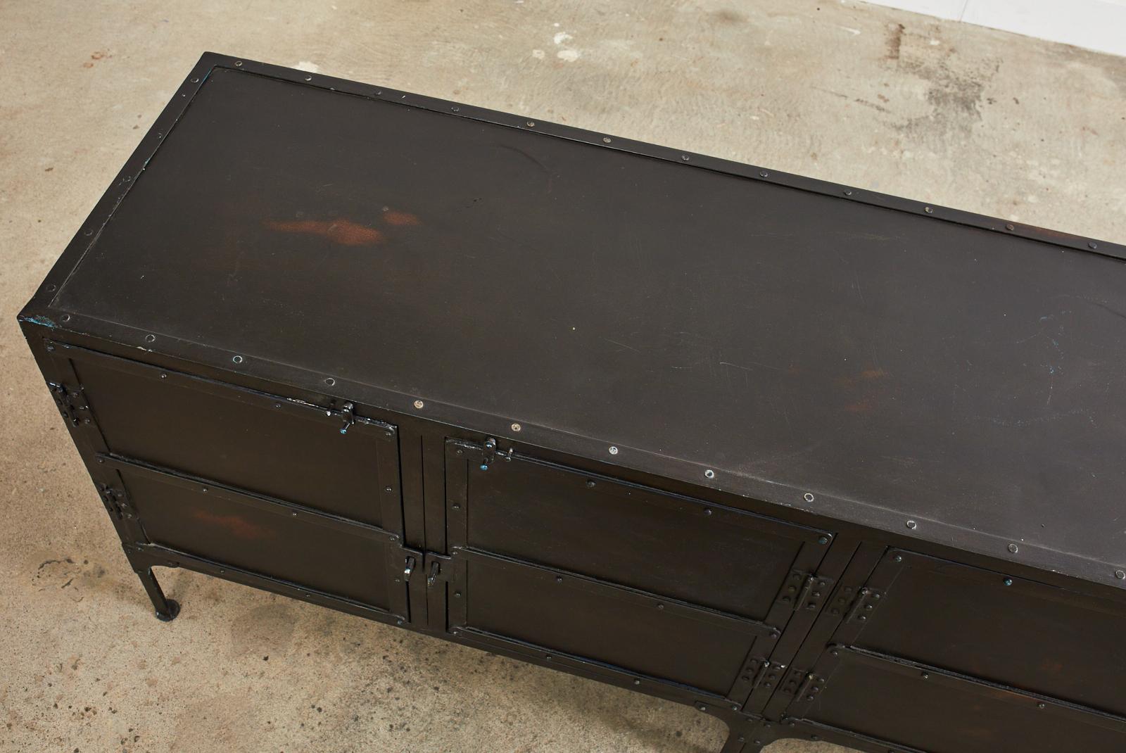 Industrial Style Iron Tool Chest Sideboard Cabinet In Good Condition In Rio Vista, CA