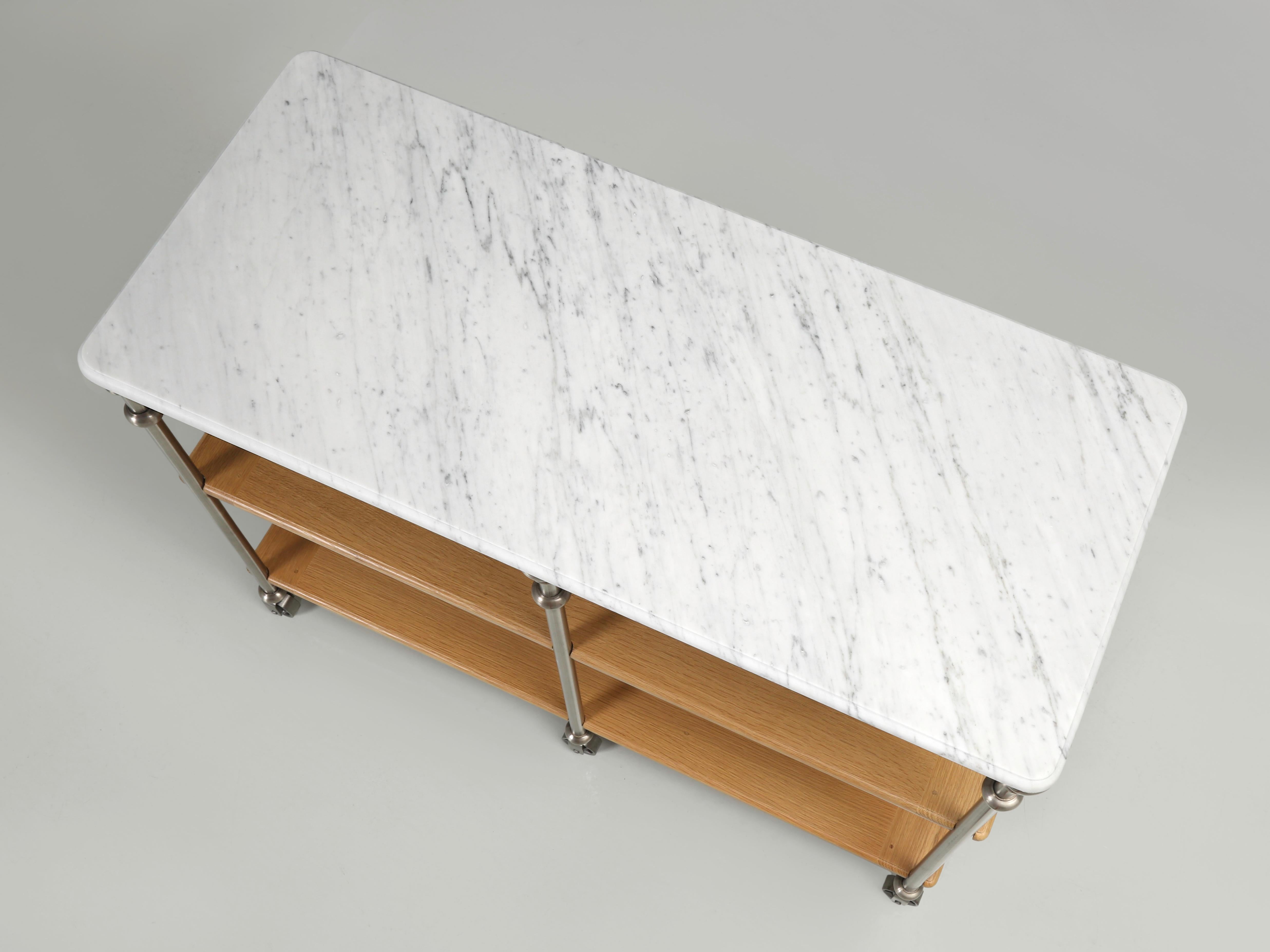 Isla de cocina de estilo industrial Bronce plateado inoxidable, Carrara por encargo Estadounidense en venta
