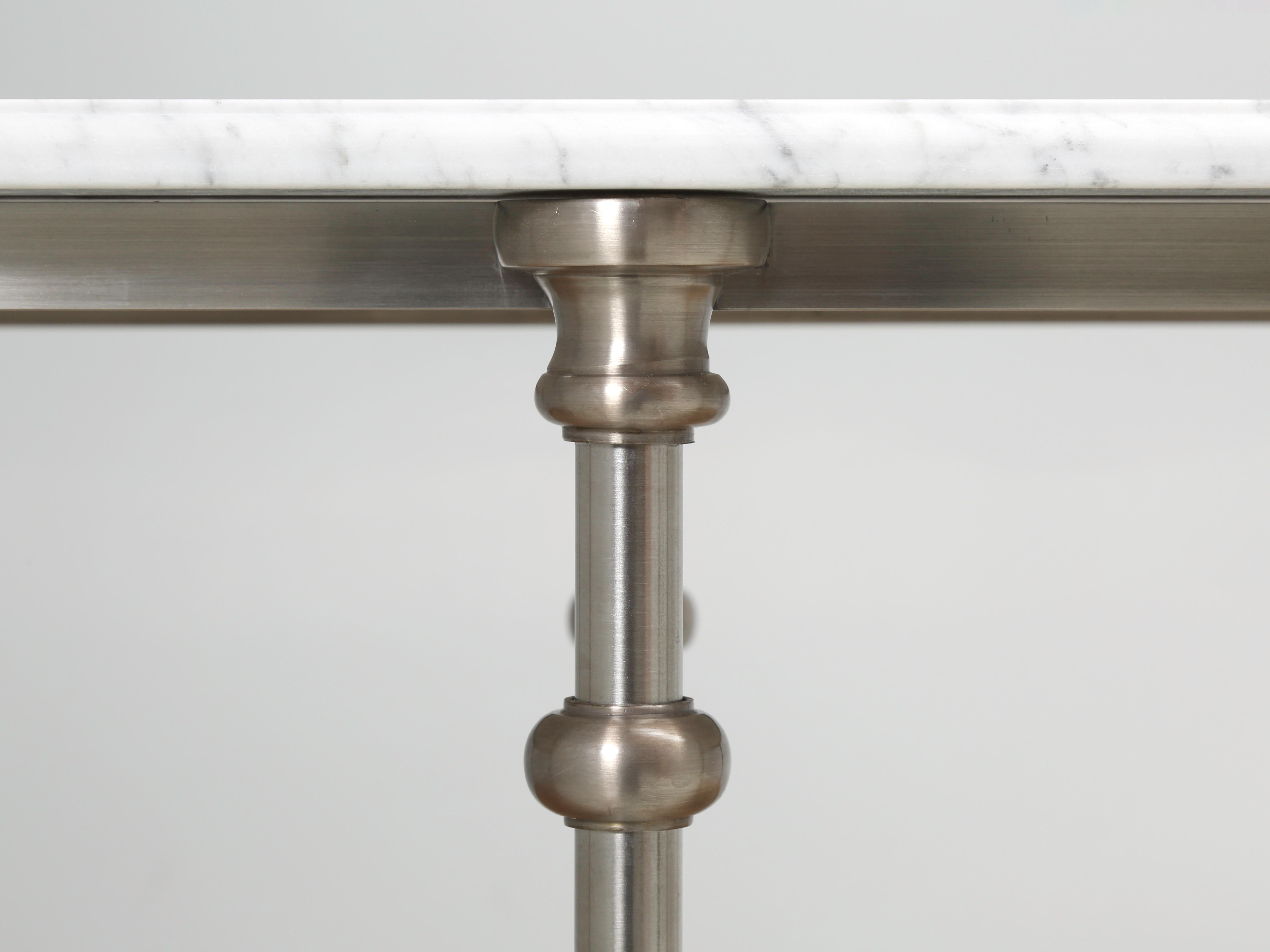 Isla de cocina de estilo industrial Bronce plateado inoxidable, Carrara por encargo Chapado en plata en venta