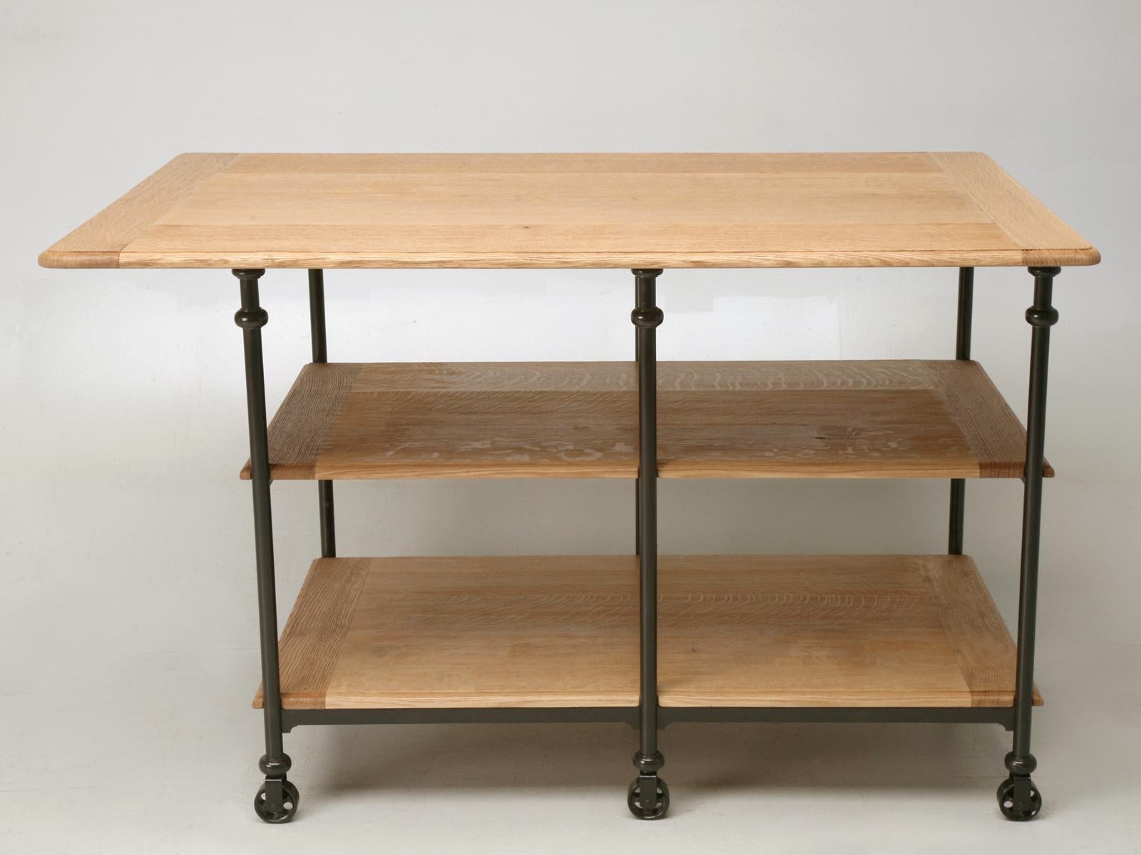 Industrial Style Kitchen Islands Made by Old Plank Any Dimension Optional Tops In New Condition For Sale In Chicago, IL
