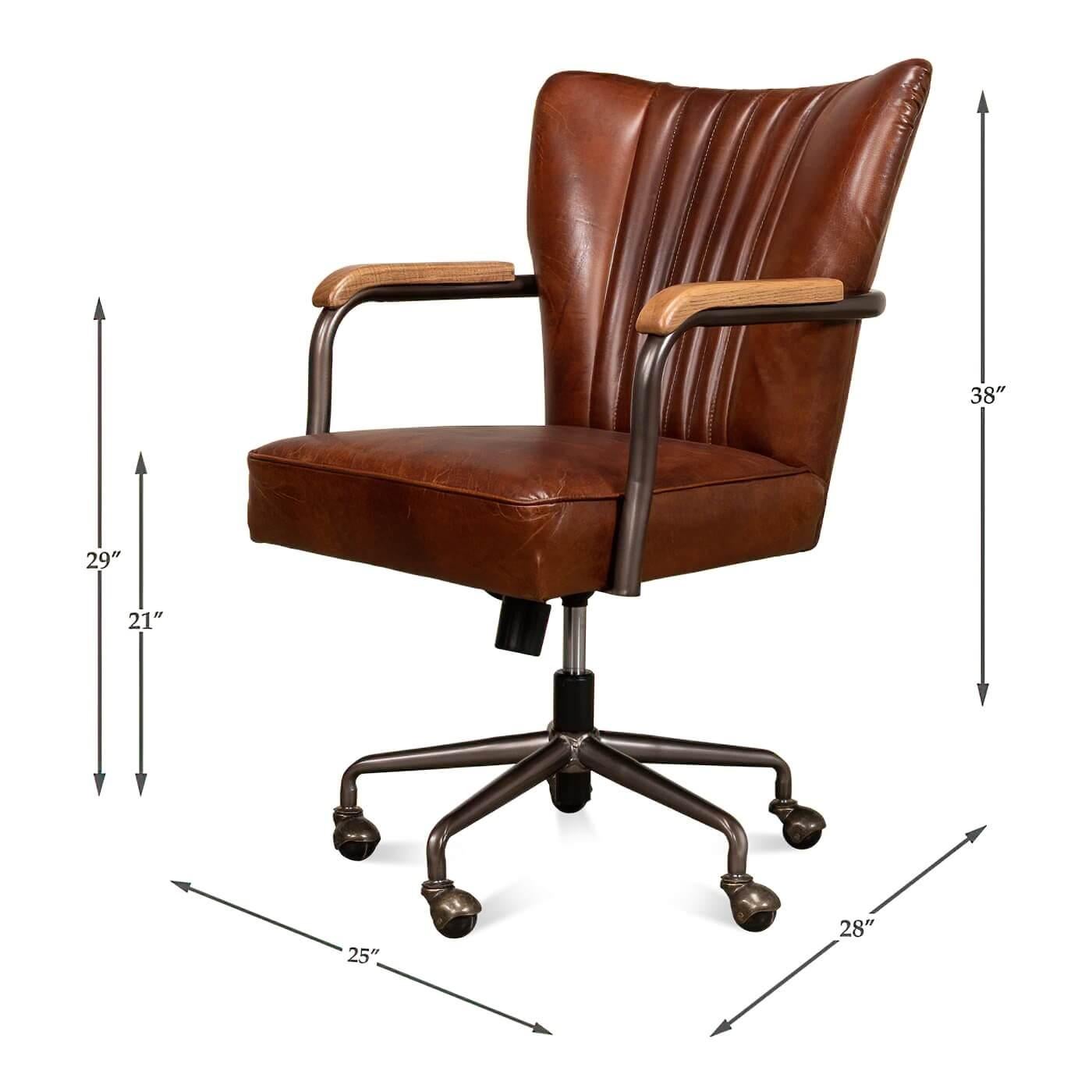 industrial leather desk chair