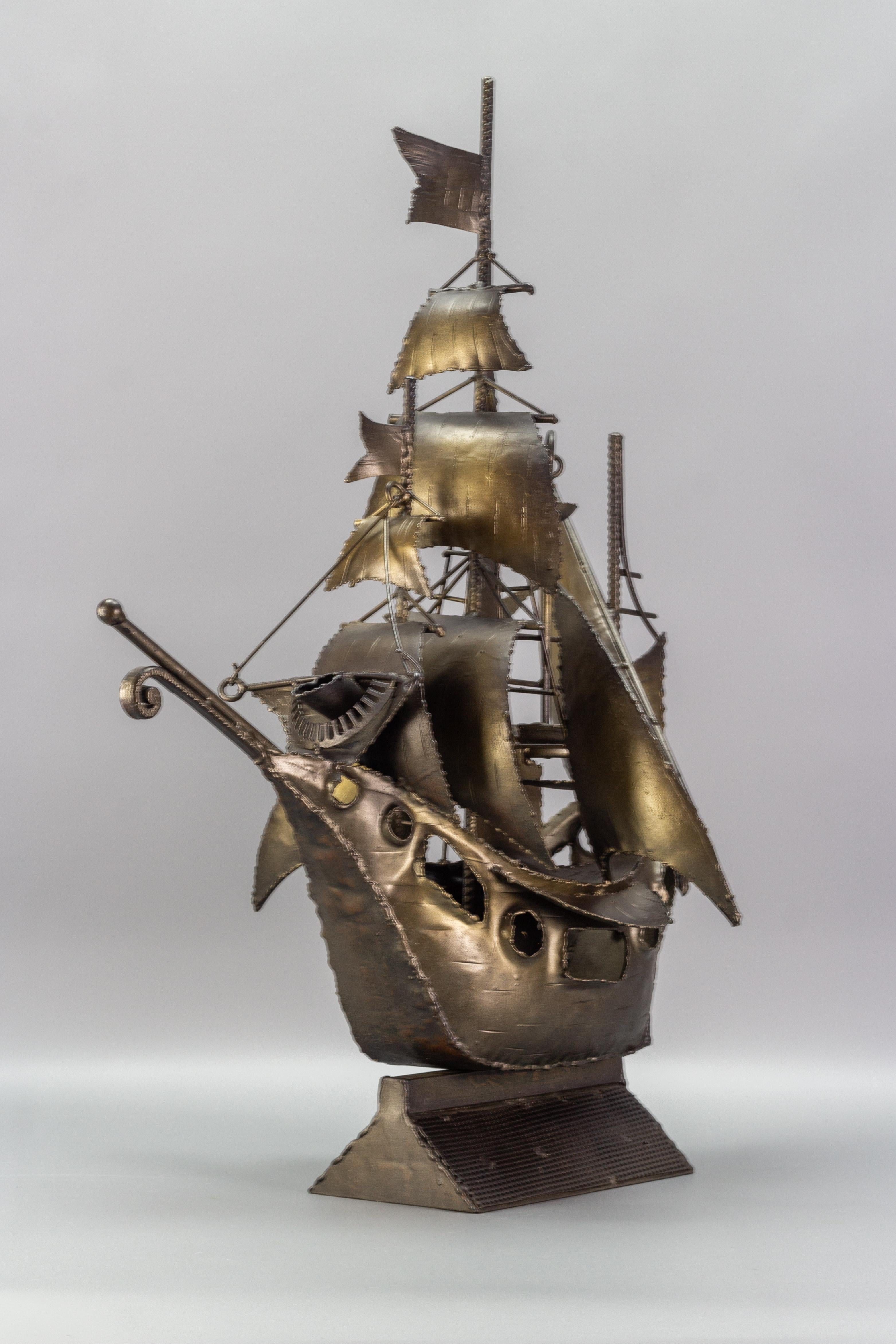 Industrial Style Metal Art Sailing Ship Sculpture For Sale 1
