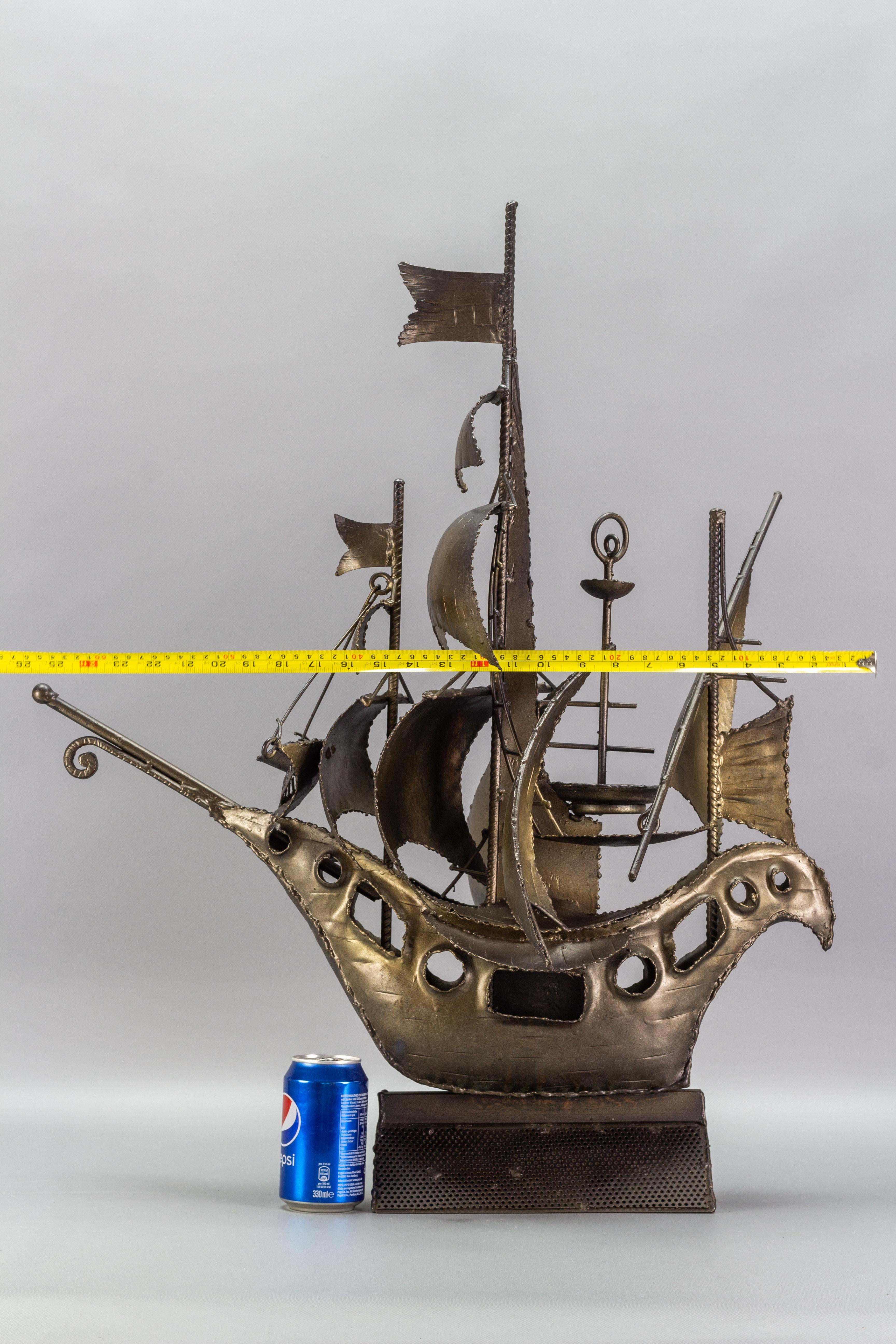 Industrial Style Metal Art Sailing Ship Sculpture For Sale 10