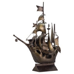 Retro Industrial Style Metal Art Sailing Ship Sculpture